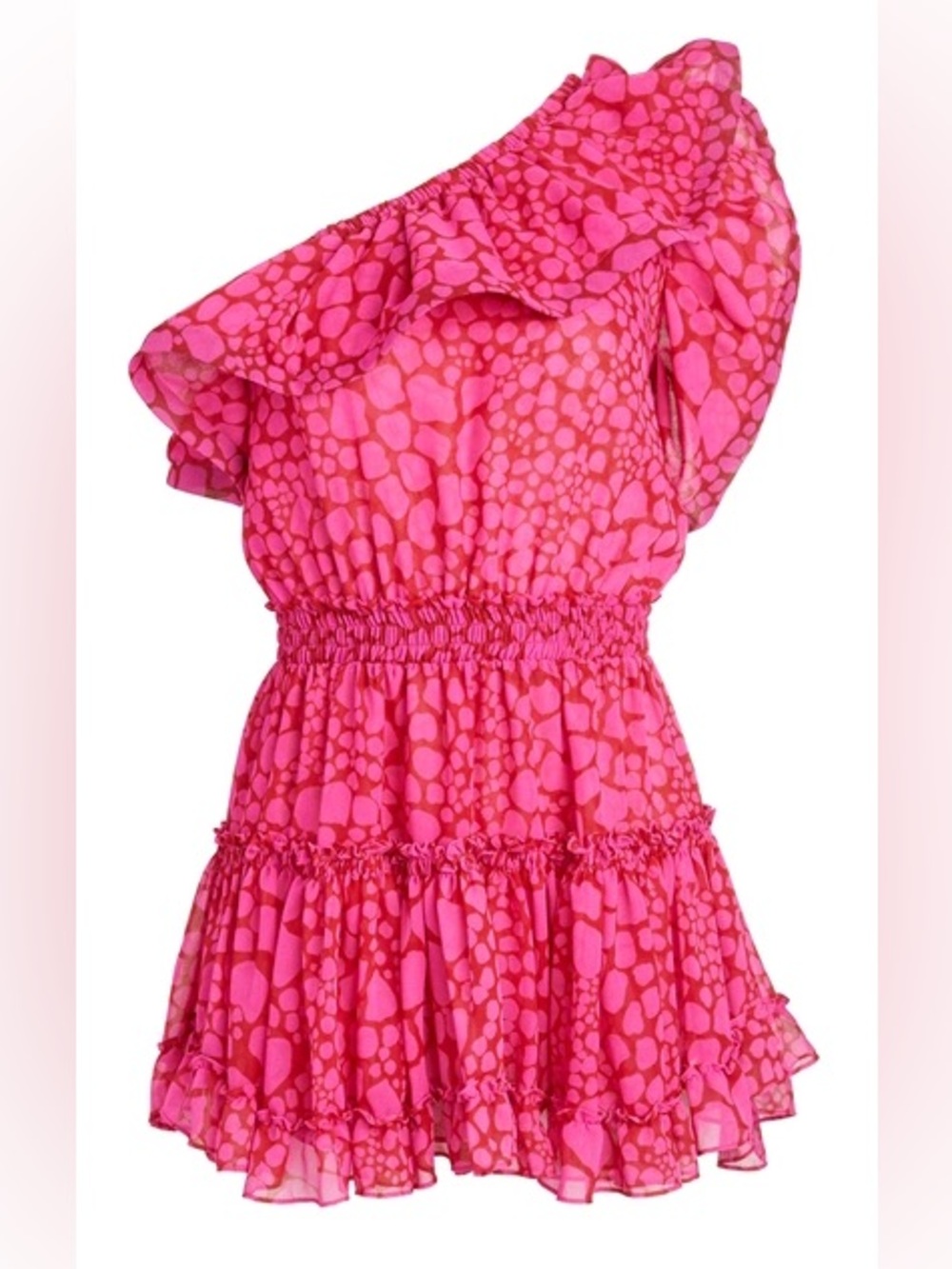Misa Los Angeles Josephine one shoulder mini dress pink giraffe L